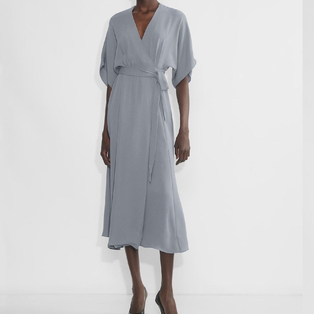 Babton Aritzia Allude Kimono Wrap Midi Dress Women's Medium Light Blue